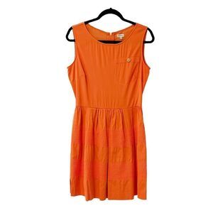 Cremieux Orange Fit and Flare Pink Stitching Dress Size 6